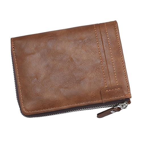 CONGARTENO Geldbörse Für Herren Braun Reißverschluss Portemonnaie Mit RFID Schutz Organizer Für Kreditkarten Personalausweis Bargeld Business Alltag von CONGARTENO