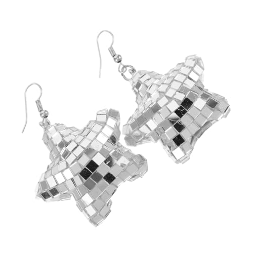 CONGARTENO Geometrische Disco Ohrringe für Frauen Süße Fünfzackige Sternanhänger Leichte und Dangle Ohrringe für Partys und Besondere Anlässe Silberfarben von CONGARTENO