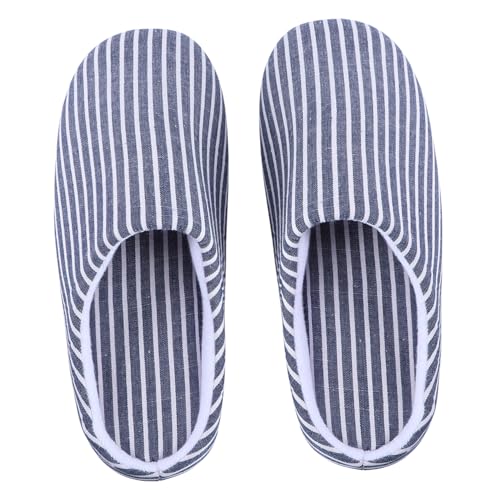 CONGARTENO Gestreifte Japanische Hausschuhe mit Weichem Baumwollfutter Leichter und Rutschfester Sohle Warme Pantoffeln für Damen und Herren Passend für Herbst und Winter Zuhause von CONGARTENO