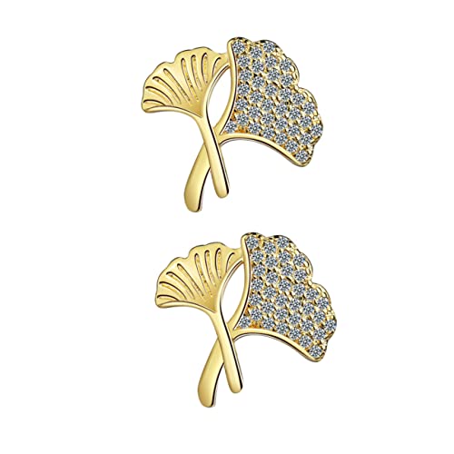 CONGARTENO Ginkgo Ohrstecker Damen Zarte Stilvolle Ohrhänger Zirkonia Langlebiger Schmuck zu Tragen Modisches Accessoire für Party und Alltag von CONGARTENO