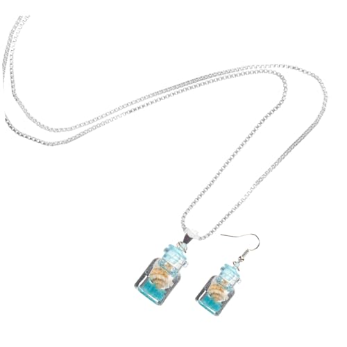 CONGARTENO Glow in The Dark Wunschflasche Schmuckset Damen Halskette und Ohrringe Flaschenanhänger Vintage Stil Geschenkidee für Partys und Alltag von CONGARTENO