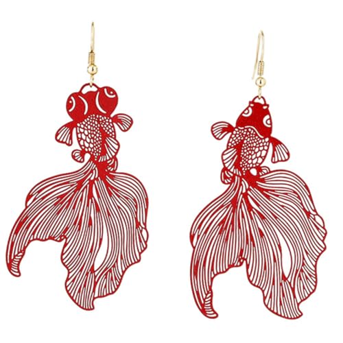 CONGARTENO Goldene Filigrane Fisch ohrringe Damen Modische Hohlraum Tropfen Ohrhänger Langlebige Legierte Materialien Stilvolle Statement accessoires für Vielfältige Outfits und von CONGARTENO
