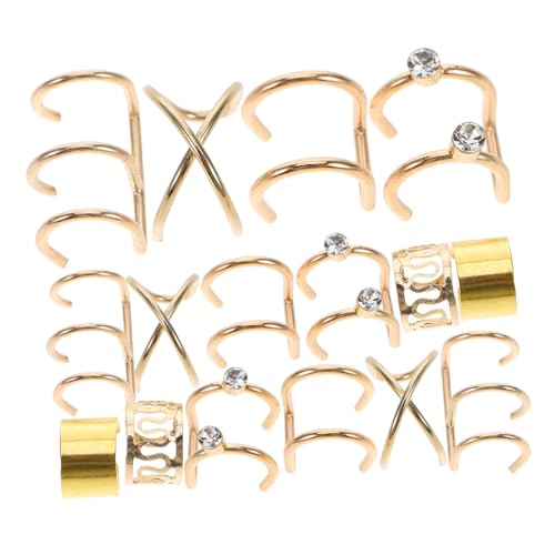 CONGARTENO Goldene Haarschmuck Zöpfe Teilig Metallische Haar Ringe Ohrclips Piercing Vielseitig Verstellbar Für Frauen DIY Haarschmuck Accessoires von CONGARTENO