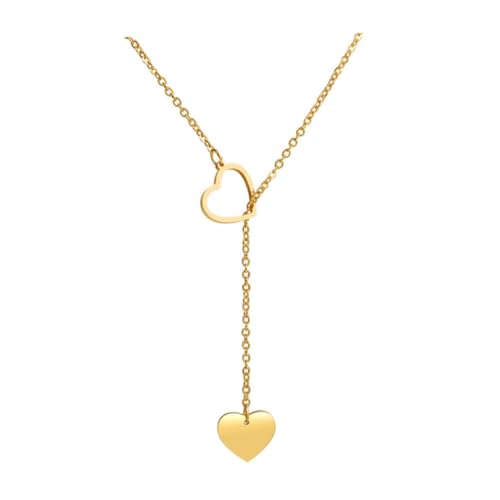 CONGARTENO Goldene Herz kette Damen Retro Vintage Liebeskette Kurz Stilvolle Clavicle Chain für Alltag und Besondere Anlässe von CONGARTENO