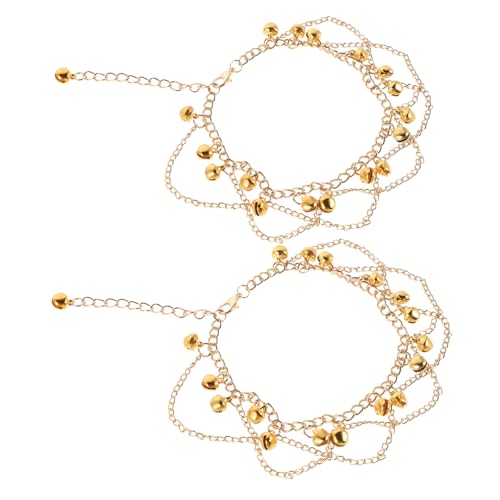CONGARTENO Goldene Mehrlagige Fußkettchen mit Klingelnden Glöckchen für Tanzauftritte und Partys Boho Schmuck für Damen mit Quasten Elegantes Fußschmuck für Rhythmische Bewegungen von CONGARTENO