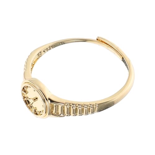 CONGARTENO Goldener Verstellbarer Uhrenring Damen Mini Uhr Schmuck Offener Ring Elegant Flexibel Zeitloser Fingerring für Alltag und Feierlichkeiten von CONGARTENO