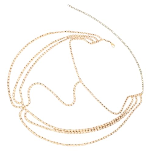 CONGARTENO Goldfarbenes Stirnband mit Mehrreihiger Strasskette Eleganter Kopfschmuck für Damen Leichtes Schmuck Accessoire für Hochzeit Party Fotoshooting und Festliche Anlässe von CONGARTENO