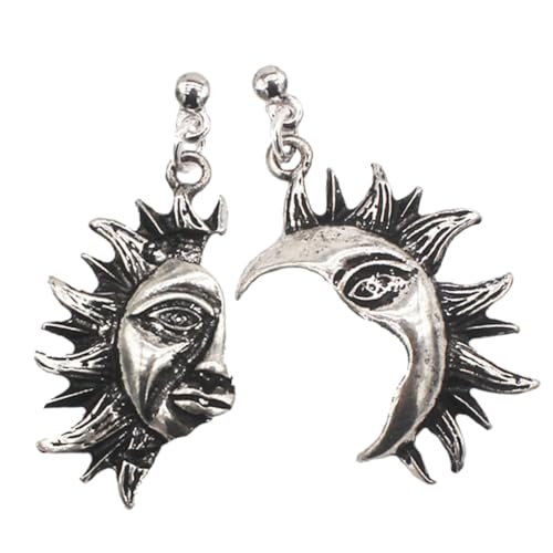 CONGARTENO Gothic Ohrstecker mit Sonne und Mond Asymmetrisch Allergiefreies Legierungsmaterial Leicht und Damen Schmuck für Alltag und Halloween von CONGARTENO
