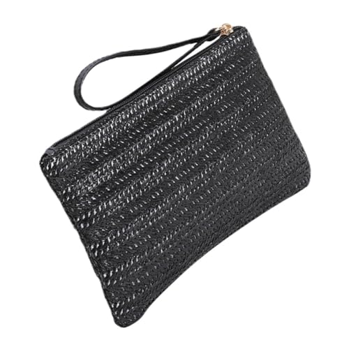 CONGARTENO Große Geflochtene Damen Handtasche mit Reißverschluss Vielseitige Leichte Portemonnaie Geldbörse Waschbare Damen Clutch für Münzen und Scheine für Shopping Reisen und Alltag von CONGARTENO