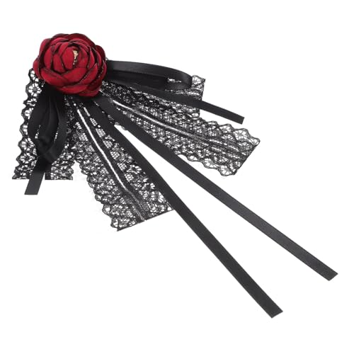 CONGARTENO Große Rote Schleifenbrosche aus Spitze und Stoff Dekorative Uniform Brosche für Damen Vielseitige Anstecknadel für Blusen Kleider Schals und Festliche Outfits Leicht und Langlebig von CONGARTENO