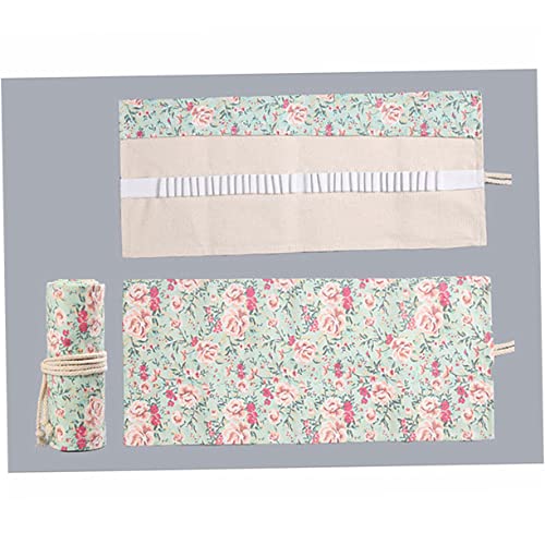 CONGARTENO Großes Stifterollmäppchen aus Handgefertigtem Canvas mit Floralem Muster Fächer Tragbare Stifterolle für Buntstifte Marker und Schreibwaren und Praktisch für Künstler und Schüler von CONGARTENO