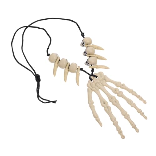 CONGARTENO Halloween Schmuck Handknochen Halskette Hochwertigem Resin Langlebige Schädel Anhänger für Halloween Party Kostümfest Tanzveranstaltungen und Alltagsschmuck von CONGARTENO