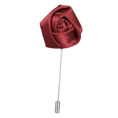 CONGARTENO Handgefertigte Ansteckblume Reversnadel Legierung Weinrote Blumenbrosche für Herren Blütendurchmesser Praktische Anstecknadel für Anzug Krawatte Party und Shirt von CONGARTENO