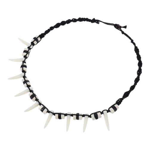 CONGARTENO Handgefertigte Herren halskette mit Künstlichem Wolfszahn anhänger Handgewebt im Boho stil Viking Schmuck Modisches Unisex accessoire für Alltag und Freizeit von CONGARTENO