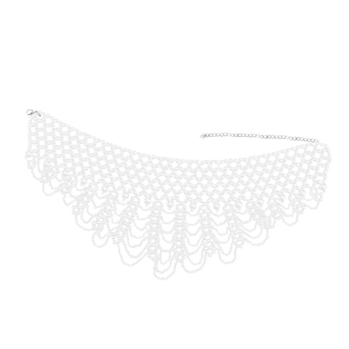 CONGARTENO Handgefertigter Breiter Wellen halskragen mit Sechslagiger Hohler Imitations perle Eleganter Fake Collar Choker Komfortabel und Langlebig Geschenk für Frauen und Freundinnen von CONGARTENO