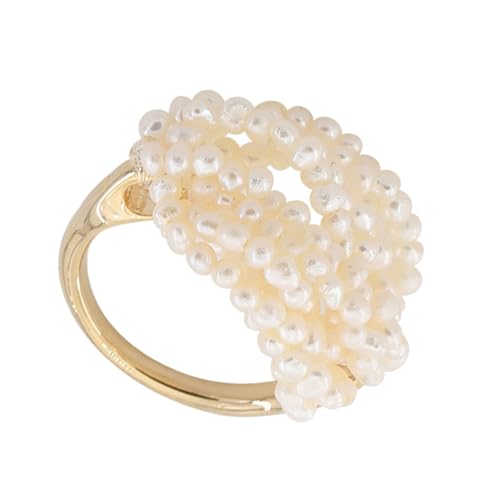 CONGARTENO Handgefertigter Perlenring Damen Natürliche Süßwasserperlen Mehrlagig Eleganter Schmuck Fingerornament Alltag und Kostümdekoration von CONGARTENO