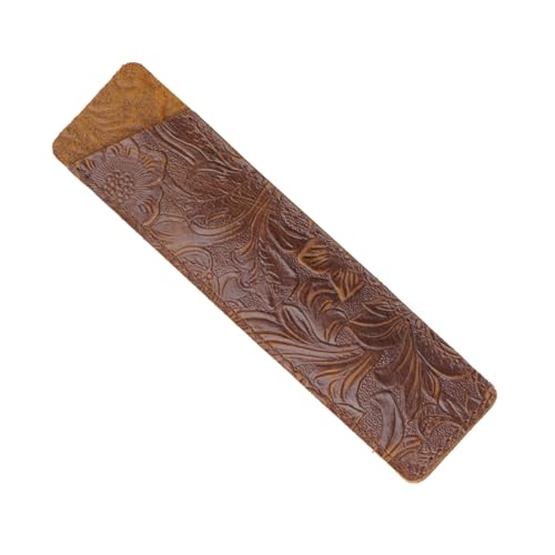 CONGARTENO Handgefertigtes Echtes Leder Federmäppchen mit Gravur Praktisches Stifteetui für Schule und Büro Stilvoller Stifthalter Tasche Klein und Tragbar Kaffee Farbton von CONGARTENO