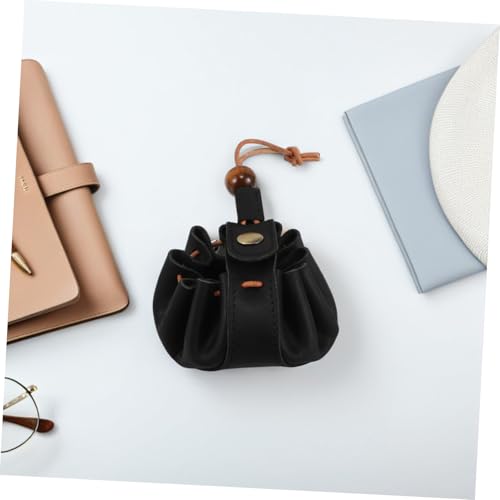 CONGARTENO Handgefertigtes Leder Portemonnaie Damen Vintage Geldbörse mit Zugbandverschluss Kleines Münzfach Mini Organizer für Lippenstift und Schlüssel Robustes Rindsleder Stilvoll und von CONGARTENO