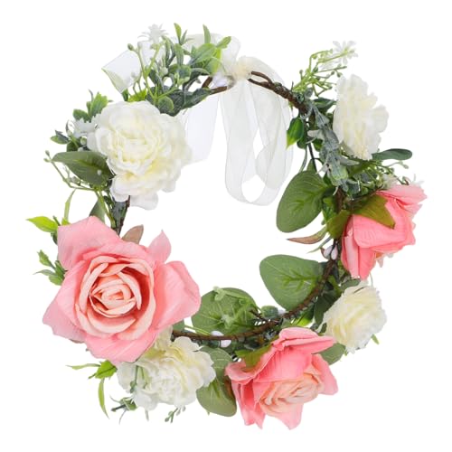 CONGARTENO Handgefertigtes Rosen Blumenhaarband mit Verstellbarem Flechtdesign Leichtes Komfortables Braut und Brautjungfern Accessoire für Hochzeiten Partys und Besondere Anlässe von CONGARTENO