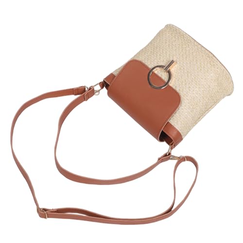 CONGARTENO Handgewebte Strohtasche Damen Crossbody Bag Braun Langlebige Leichte Strandtasche mit Großzügigem Stauraum Boho Bucket Handtasche für Sommer Freizeit und Urlaub mit Handyfach von CONGARTENO