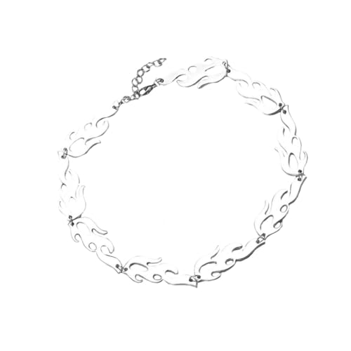 CONGARTENO Flammenmuster-halskette Für Männer Kreative Silberne Kettenanhänger Modische Halloween-schmuck Für Herren Party-accessoire von CONGARTENO