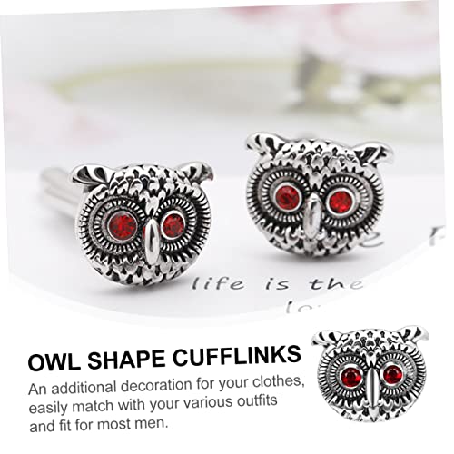 CONGARTENO Herren Manschettenknöpfe mit Kreativem Eulen Silberfarbene Business Hemd Cufflinks Stilvolle Accessoires für Büro Hochzeit Festliche Anlässe Einfach Kombinierbar von CONGARTENO