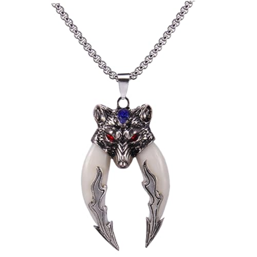 CONGARTENO Herren Wolfzahn Halskette aus Leichtem Robustem Legierungs material Stylische Hip hop Kette für Alltag Strandpartys und Surfen Modischer Anhänger für Männer und Geschenkidee von CONGARTENO