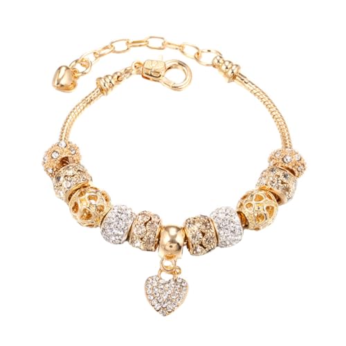 CONGARTENO Herzanhänger Armband Damen Feingliedrig Modeschmuck Verstellbar Strass Schmuck Wristband Decor für Alltag und Festtage von CONGARTENO