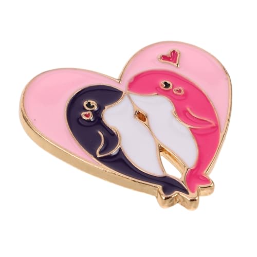 CONGARTENO Herzförmige Delfin-brosche Aus Metall Dekorative Anstecknadel Mit Tiermotiv Lässiges Abzeichen Für Kleidung Hüte Rucksäcke Und Accessoires von CONGARTENO