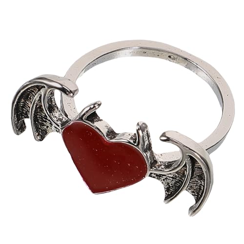 CONGARTENO Herzring Damen Vintage Stil Schmuck Ästhetischer Modeschmuck mit Herzform Einfaches Design Jubiläumsgeschenk Rot von CONGARTENO