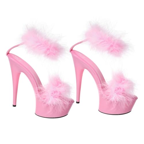 CONGARTENO High Heels Sandalen Damen Federverzierung Rutschfest Sommermodisch Bequeme Absatzschuhe Für Arbeit Freizeit Party Zufällige Farbe von CONGARTENO