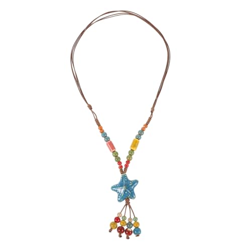 CONGARTENO Hippie-halskette: Boho-keramikperlen-halskette Mit Sternanhänger, Retro-statement, Ethno-charm-schmuck Für Frauen Und Mädchen, Sommer, Strand, Reisen von CONGARTENO