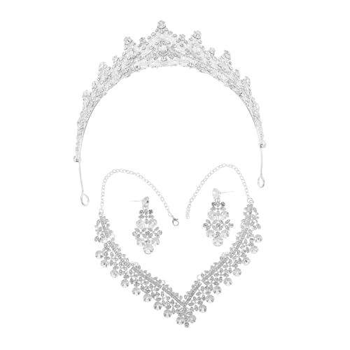 CONGARTENO Hochzeit Schmuckset Damen Braut Halskette Set mit Strass Langlebiges Legierungs Rhinston-design Leichtes Brautschmuck-set für Prinzessin Party Abschlussball und Hochzeit von CONGARTENO