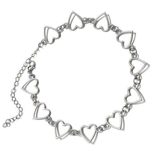 CONGARTENO Hohl Herz Choker Halskette aus Metall Filigrane Clavicle Kette Modischer Schmuck für Frauen und Mädchen Eleganter Herzanhänger Vielseitig Kombinierbar für Alltag und Festlichkeiten von CONGARTENO