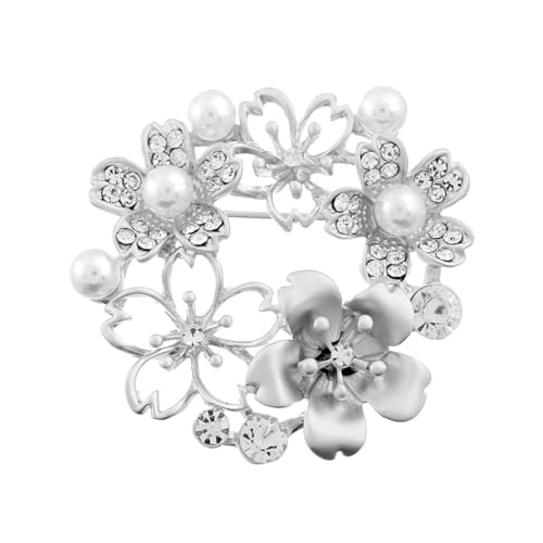 CONGARTENO Hollowed out Flower Brooch mit Perlen Blumen Anstecknadel für Damen Vintage Design Antikem Silber Perfektes Schmuck Accessoire für Kleidung und Schals für Freunde und Familie von CONGARTENO