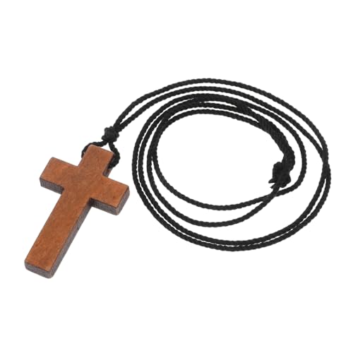 CONGARTENO Holz Kreuzanhänger Halskette Handgeschnitzt Leicht und Modisch für Damen und Herren Pullover Schmuck für Glaubensstarke Alltagsschmuck von CONGARTENO