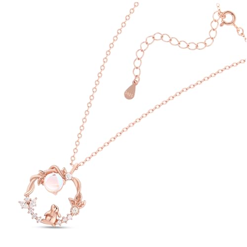 CONGARTENO Kaninchen Anhänger Schlüsselbein Halskette Verstellbar Frauen Bunny Schmuck Mond Anhänger Halskette von CONGARTENO