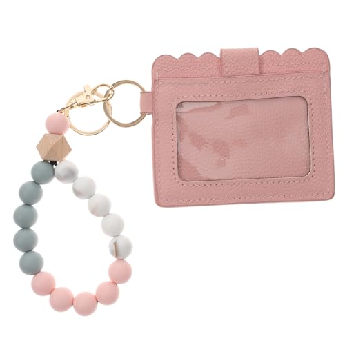 CONGARTENO Kartenhalter Armband Schlüsselanhänger Holzperlen Design Id Karten Tasche Anhänger Multifunktions Schlüsselanhänger Armband von CONGARTENO