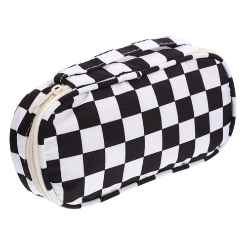 CONGARTENO Klassisches Schachbrettmuster Federmäppchen mit Reißverschluss Großer Kapazität Kratzfest Leichter Organizer Stifteköcher für Schule und Kosmetik Multifunktional Langlebig von CONGARTENO
