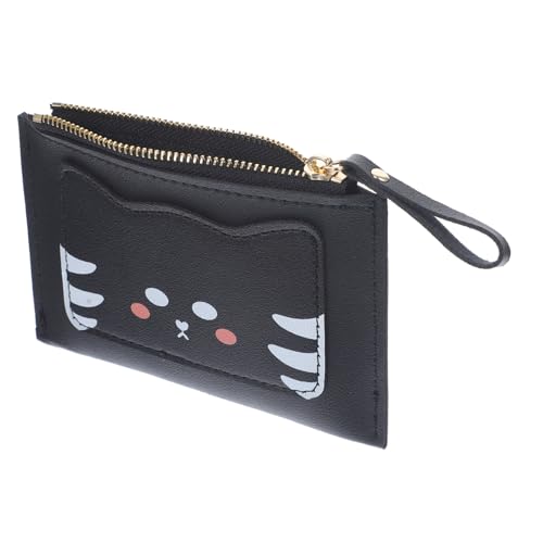 CONGARTENO Kleine Cartoon Geldbörse Damen PU Münzfach Kartenhalter Mehrfachfächer Schwarz für Geburtstag Valentinstag von CONGARTENO