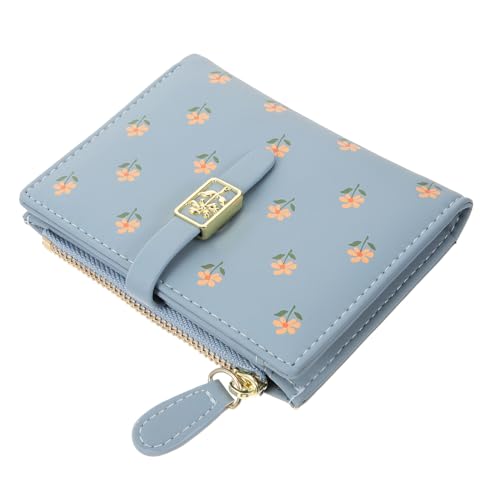 CONGARTENO Kleine Damen Geldbörse mit Floralem Muster Kompakte Tragbare Portemonnaie für Frauen Leichtes Robustes Material Praktisches Münzfach Modische Süße Kurzform Geldtasche für Alltag von CONGARTENO