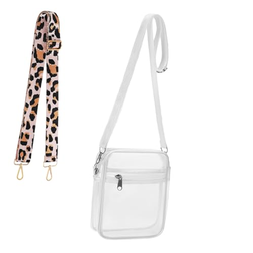 CONGARTENO Kleine Transparente Crossbody Bag PVC Damen Umhängetasche mit Austauschbarem Schultergurt Leichte Langlebige Handtasche Modisch Vielseitig für Outdoor Einsatz von CONGARTENO