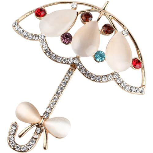CONGARTENO Kleiner Regenschirm Brosche für Damen Hochwertige Metall Brosche mit Funkelnden Rhinestones als Anstecker für Kleidung Schals und Hüte Perfektes für Besondere Zufällige Farbe von CONGARTENO