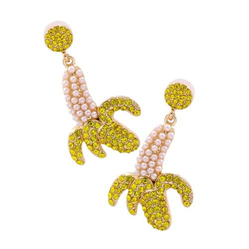 CONGARTENO Kreative Bananen Ohrringe mit Funkelnden Leichte Ohrstecker in Goldfarbe Frucht Designs für Damen für Alltag Valentinstag und von CONGARTENO