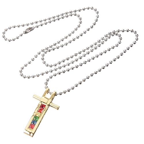 CONGARTENO Kreuzanhänger Halskette für Männer Titanstahl Farbenfrohes Regenbogen Design Leicht und für Täglichen Gebrauch oder Besondere Anlässe CONGARTENO Kreuzanhänger Halskette für Männer Titanstahl Farbenfrohes Regenbogen Design Leicht und für Täglichen Gebrauch oder Besondere Anlässe von CONGARTENO