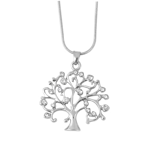 CONGARTENO Lebensbaum Anhänger Halskette für Damen Silber mit Diamanten Eleganter Schmuck Zarter Baum Lebens Clavicle Chain Modisches für Freundin und Alltag von CONGARTENO