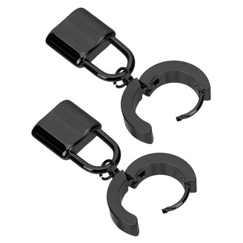 CONGARTENO Lock Hoops Ohrringe Damen Leicht Cooler Schwarzer Titanstahl Creolen Schmuck Sicherer Verschluss Vielseitig für Alltag Party und Bühne Geeignet von CONGARTENO