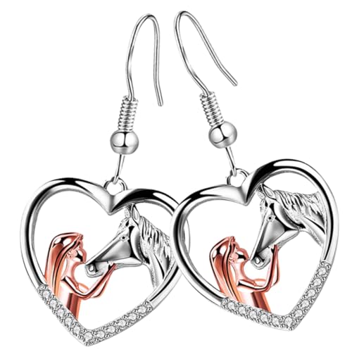 CONGARTENO Mädchen Pferdeohrringe aus Langlebiger Legierung Modische Tropfenform Farbige Kreative Ohrschmuck für Pferdeliebhaber Geschenkidee für Reiter Mädchen Partyaccessoire von CONGARTENO