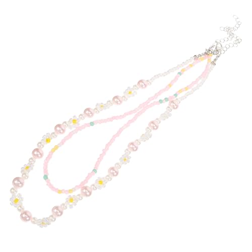 CONGARTENO Mehrschichtige Damen Halskette mit Bunten Perlen und Blumen Modischer Choker für Teens und Junge Frauen Vielseitiger Schmuck für Strand Party von CONGARTENO