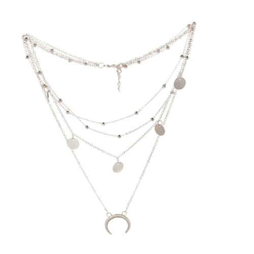 CONGARTENO Mehrlagige Mond Halskette Für Damen Aus Silber Schmuck Geschenk Mit Runden Mondperlen Halsschmuck Elegantes Accessoire Für Besondere Anlässe von CONGARTENO